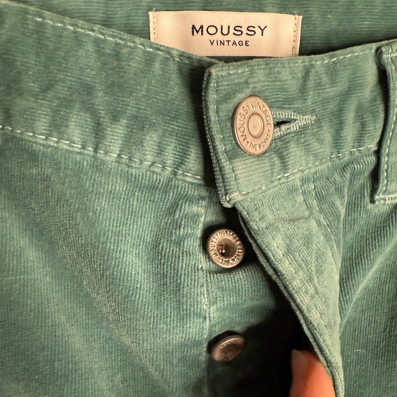 Moussy Vintage Women's 27 Teal Green Corduroy Straight Leg Pants Casual Trendy - Picture 5 of 10